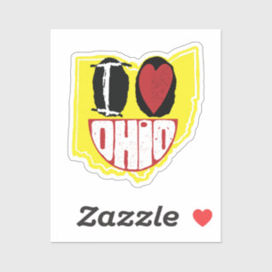 Sticker J'Aime Ohio Sourire Un Visage Heureux