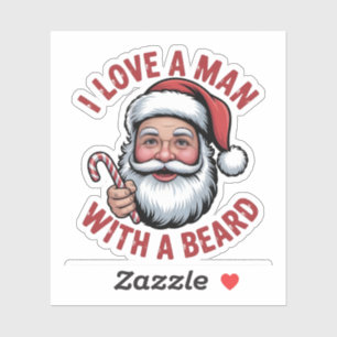 Sticker J'aime un homme avec une barbe Père Noël barbu Noë