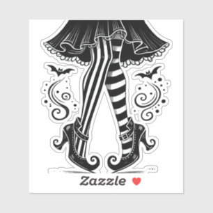Sticker Jambes de sorcière noir et blanc Fête d'Halloween 