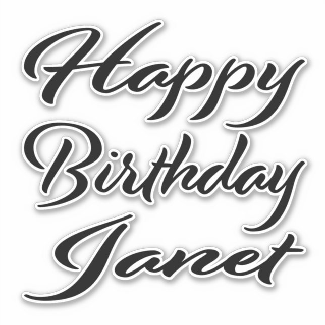 Sticker Janet Nom Prénom Anniversaire de la Broderie noire (Devant)