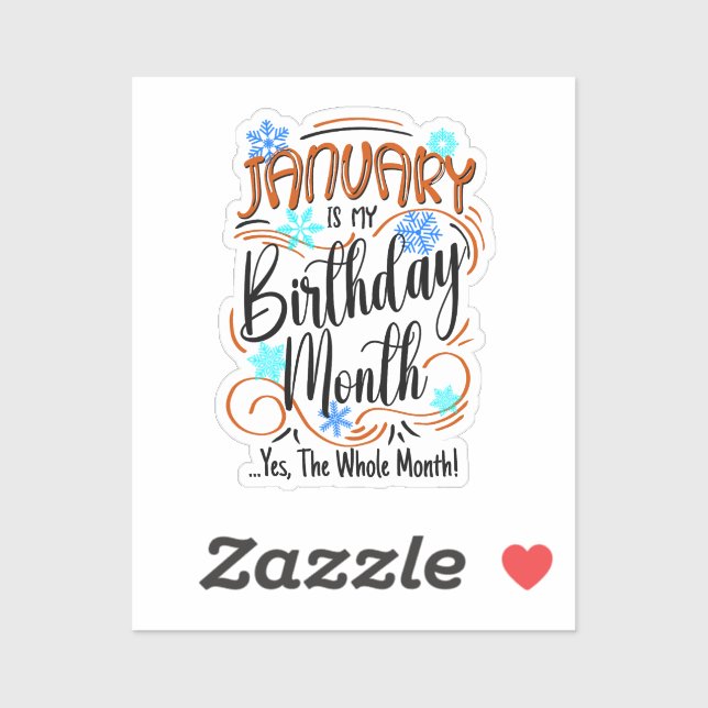 Sticker Janvier Anniversaire Mois, Tout Mois, Anniversaire (Feuille)
