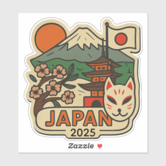 Sticker Japan Travel Design with Custom Year