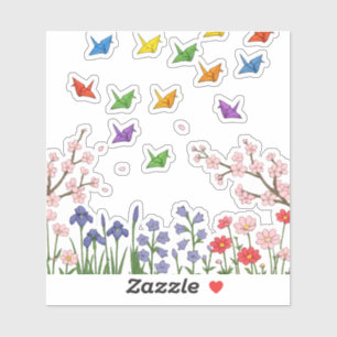 Sticker Jardin des grues en papier