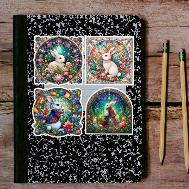 Sticker Jardin Imaginaire Bunny Vitrail Pâques (Créateur téléchargé)