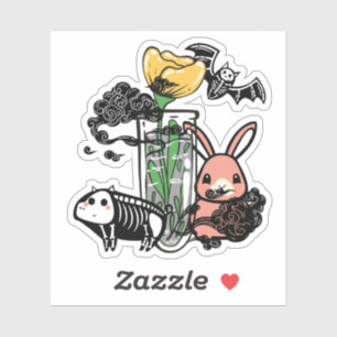 Sticker Jardin Zen d'art squelette de chauve-souris et de