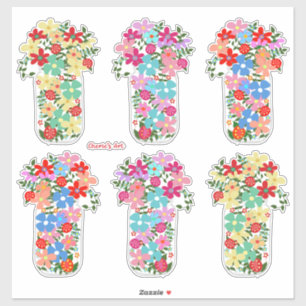 Sticker Jarres pleines de fleurs