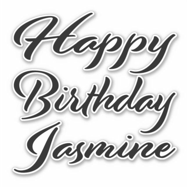 Sticker Jasmine Nom Prénom Anniversaire de la Broderie noi (Devant)
