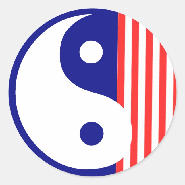 Sticker jaune rouge blanc et bleu Yin Yang (Devant)