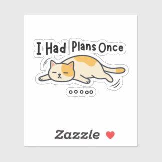 Sticker J'avais des projets une fois drôle chat paresseux