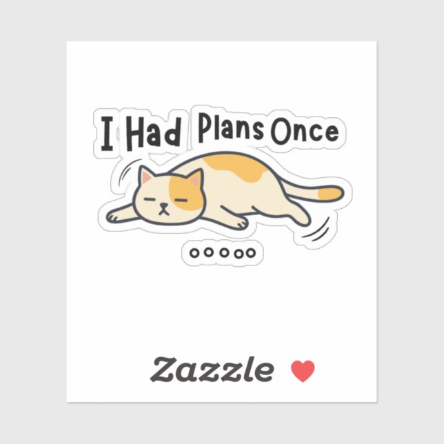 Sticker J'avais des projets une fois drôle chat paresseux  (Feuille)