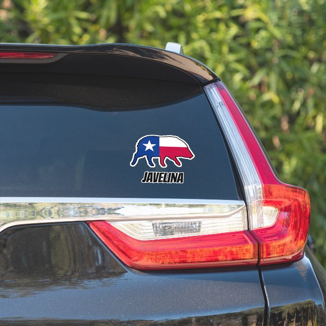 Sticker Javelina Silhouette avec drapeau d'état du Texas (Côté voiture)