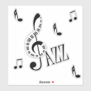 Sticker Jazz Piano G Clef and Notes