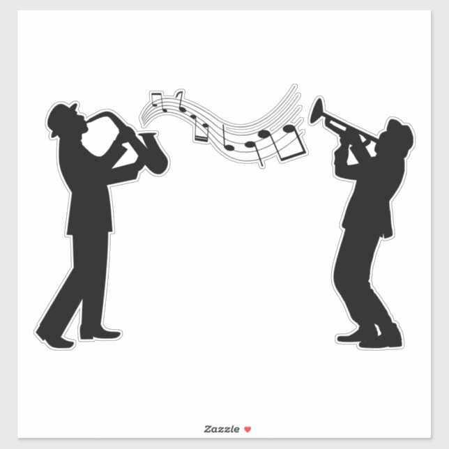 Sticker jazz-silhouette-musicien-trompette (Feuille)