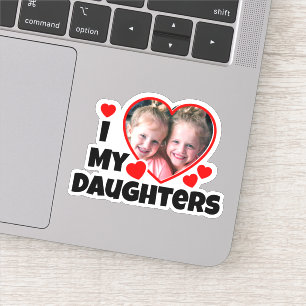 Sticker J'Coeur Mes Filles Contour Photo Personnalisé