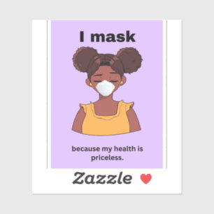 Sticker Je masque parce que ma santé est vinyle inestimabl