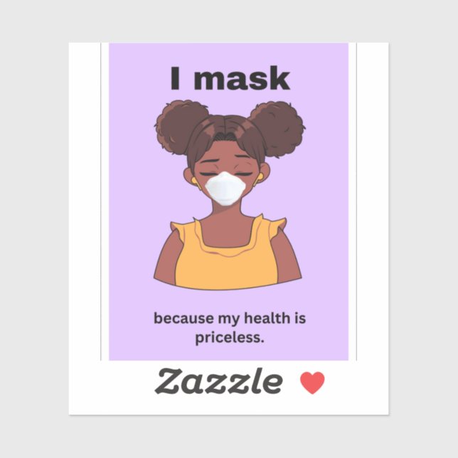 Sticker Je masque parce que ma santé est vinyle inestimabl (Feuille)