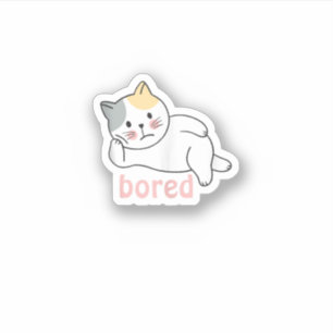 Sticker Je m'ennuie joli chat animal Kitty