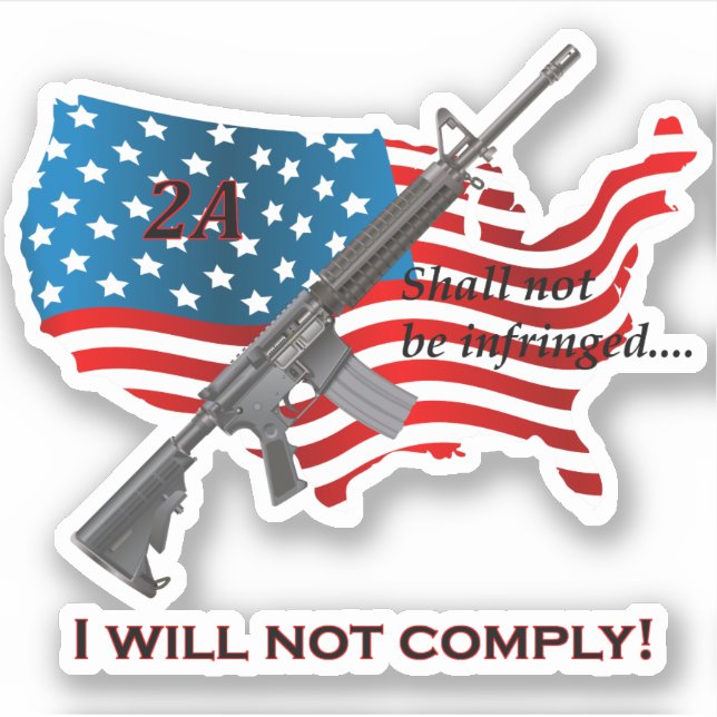 Sticker Je ne respecterai pas le drapeau américain AR15 (Devant)