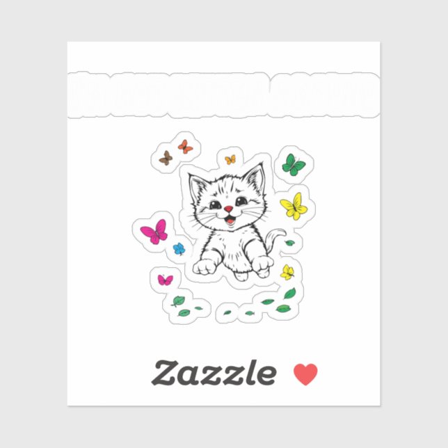 Sticker Je ne suis pas Kitten autour - Graphique mignon et (Feuille)