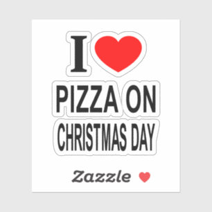 Sticker JE ❤️ PIZZA LE JOUR DE NOËL J'AIME PIZZA SUR LE Vi