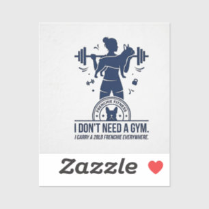 Sticker Je porte mon Frenchie Funny Fitness French Bulldog