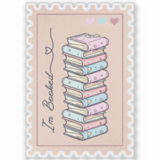 Sticker Je suis Booked beau style timbre