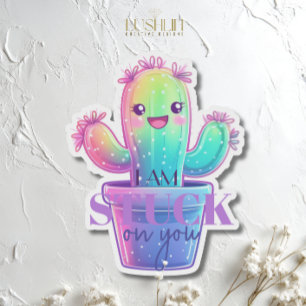 Sticker Je Suis Collé à Toi Cactus Mignon Design De Succul