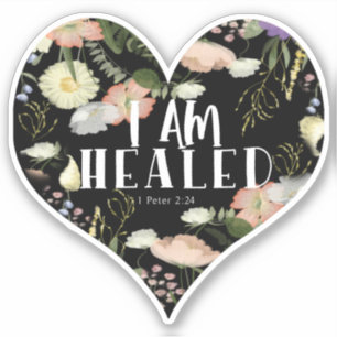Sticker JE SUIS GUÉRISÉ Floral Heart Christian Verse Stick