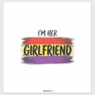 Sticker Je Suis Sa Petite Amie Arc-en-Ciel Fière Vector T-