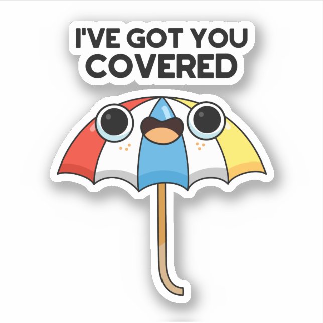 Sticker Je t'ai couvert un jeu de parapluies amusant (Devant)