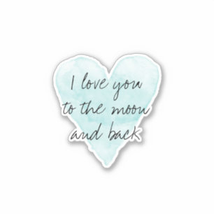 Sticker Je t'aime à la lune et au coeur romantique de reto