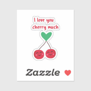 Sticker Je t'aime Cherry Beaucoup Valentine