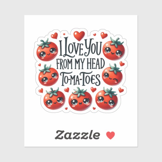 Sticker Je T'Aime De Ma Tête Tomates - Cute Pun Mug (Feuille)