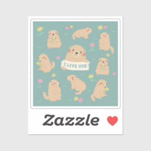 Sticker Je T'Aime, Illustration Marmotte