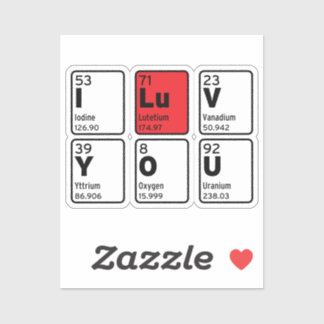 Sticker Je T'Aime Tableau Périodique