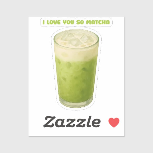 STICKER JE T'AIME TELLEMENT MATCHA, MATCHA VERT THÉ AMOUR (Feuille)