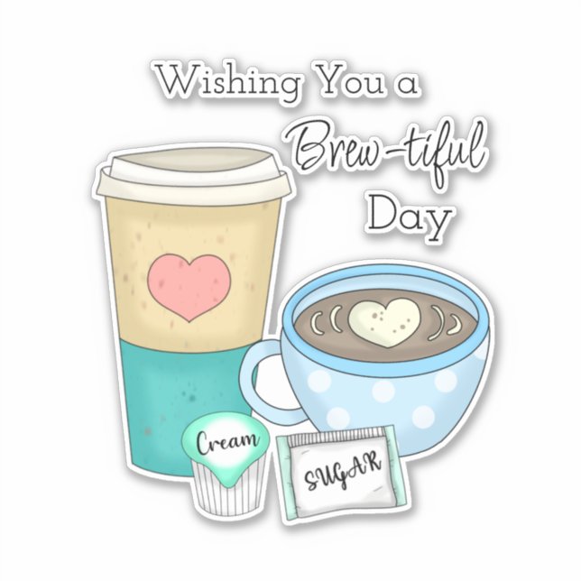 Sticker Je vous souhaite une journée riche | Coffee Pun (Devant)