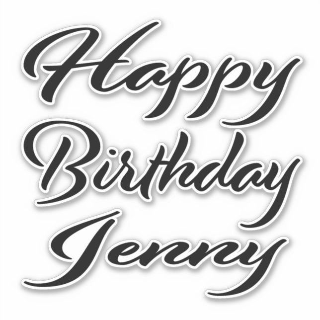 Sticker Jenny Nom Prénom Anniversaire de la Broderie noire (Devant)