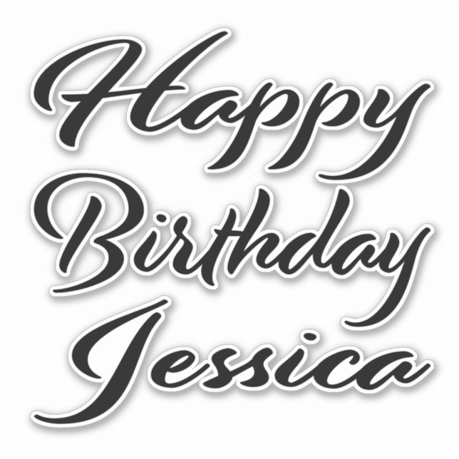 Sticker Jessica Nom Prénom Anniversaire de la Broderie noi (Devant)