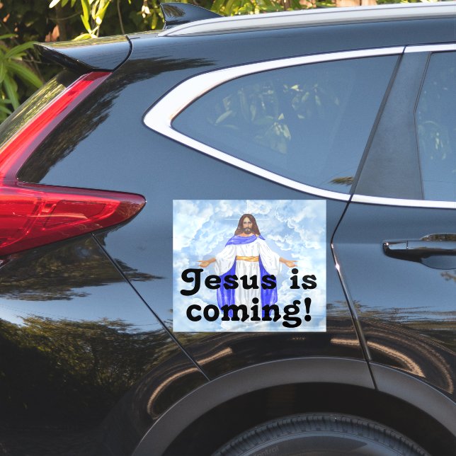 Sticker Jésus arrive ! (Coté voiture)