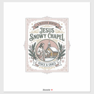 Sticker Jesus Chapelle enneigée Jésus Chapelle enneigée Fo
