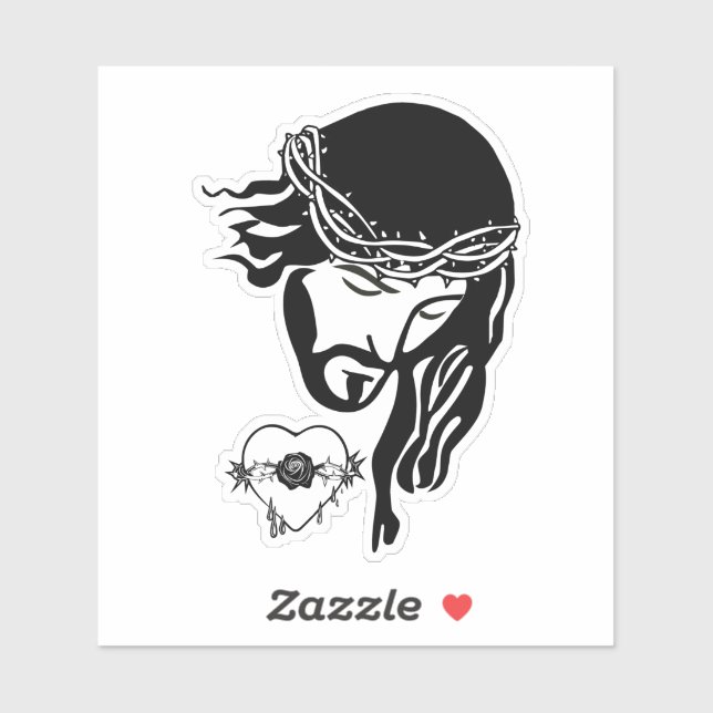Sticker Jésus Christ Thorns Bleeding Heart Art (Feuille)