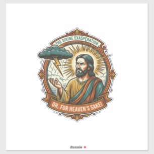 Sticker Jésus contrarié Nuage de pluie sombre Foudre Météo