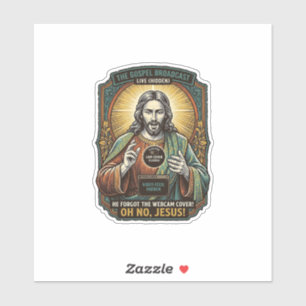 Sticker Jésus Écran noir Couvre de webcam oubliée Virtuel