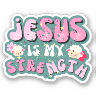 Sticker Jésus est ma Force Agneau Mignon Typographie Carto