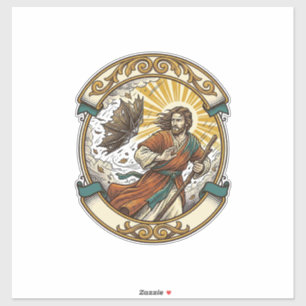 Sticker Jésus Parapluie Cassé Retourné Par Le Vent Orageux