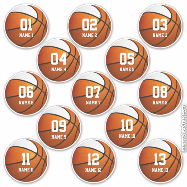 Sticker jeu blanc orange de 13 enfants de basket (Devant)