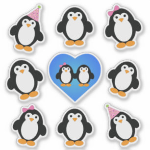 Sticker Jeu d'autocollants de pingouins mignons