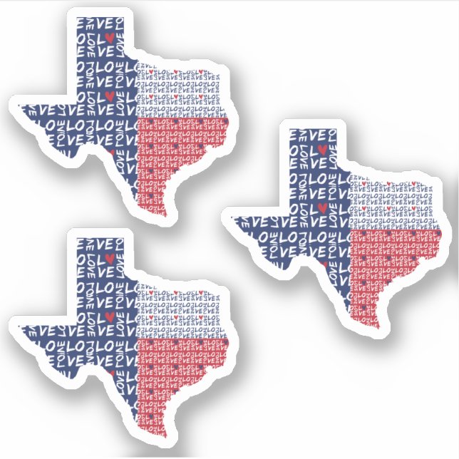 Sticker Jeu de 3 All Love In Texas State Flag (Devant)