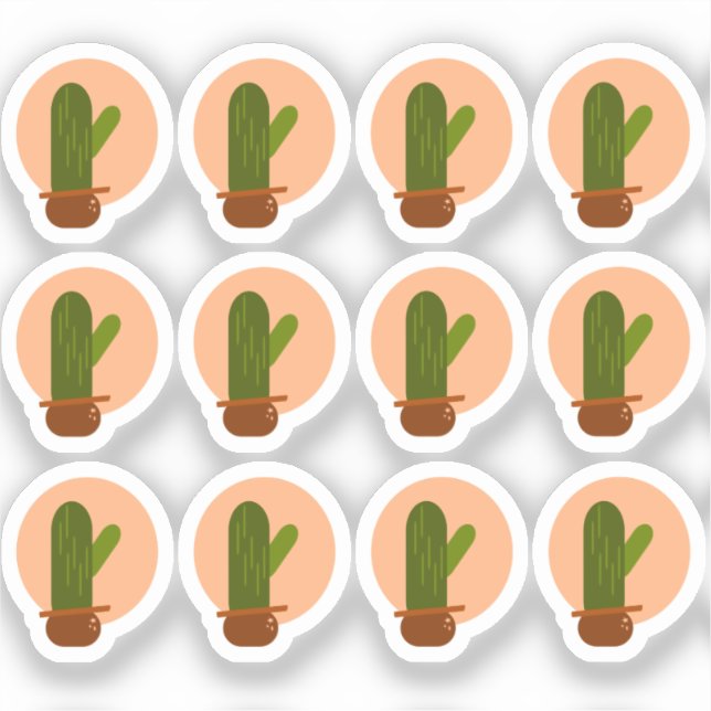 Sticker Jeu de design bohémien pointé de Cactus moderne (Recto)